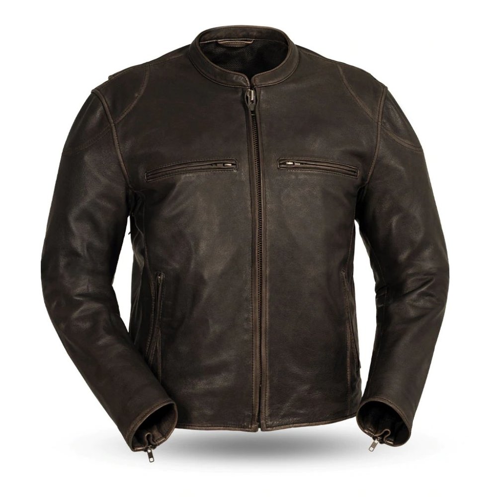 Large First Manufacturing Brown Leather Indy Jacket w/ CE-2 Armor